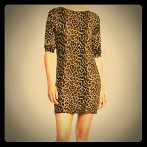 XS/SP Sweater Dress Leopard Print Tan Black Brown